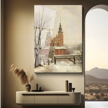 Limitless Design H.f. Koekkoek Kış Kilisesi 1863 Tarihi Cam Tablo Dijital Baskı Duvar Tablosu Dekor Tablo