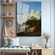 Limitless Design Adriaen Van De Velde Kırsal Koyun Çayır Manzarası Cam Tablo Dijital Baskı Duvar Tablosu Dekor Tablo