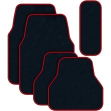 Smart Garage Hyundai I40 Uyumlu Füme Oto Paspas Halı Seti Kırmızı Kenarlı - Her Araca Uygun