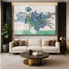 Limitless Design Vincent Van Gogh Vazoda Süsenler Çiçek Natürmortu Cam Tablo Dijital Baskı Duvar Tablosu Dekor Tablo