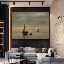 Limitless Design Hendrik Willem Mesdag Gün Batımı Yelkenliler Kanvas Tablo Sanat Tablosu Klasik Ressam Tablosu