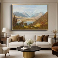 Limitless Design Albert Bierstadt Alp Dağları Peyzaj Resmi Kanvas Tablo Sanat Tablosu Klasik Ressam Tablosu