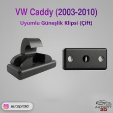 AutoPit 3D Vw Caddy (2003-2010) Uyumlu Güneşlik Klipsi (Çift)