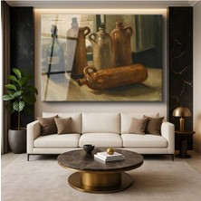 Limitless Design Vincent Van Gogh Şişeler Testiler Natürmort Resmi Cam Tablo Dijital Baskı Duvar Tablosu Dekor Tablo