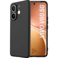 HANPORIUM Vivo V60 Uyumlu Silikon Kılıf - Pastel Renk Tonu Kamera Korumalı Esnek Kapak - Siyah