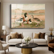 Limitless Design F.k. Göl Kenarı Ördekler Su Kuşları Resmi Cam Tablo Dijital Baskı Duvar Tablosu Dekor Tablo