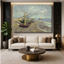 Limitless Design Vincent Van Gogh Saintes-Maries Plaj Balıkçı Tekneleri Deniz Resmi Kanvas Klasik Ressam Tablosu