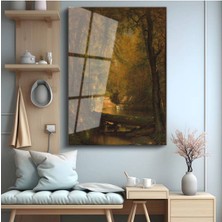 Limitless Design Albert Bierstadt Sonbahar Orman Renkleri Cam Tablo Dijital Baskı Duvar Tablosu Dekor Tablo