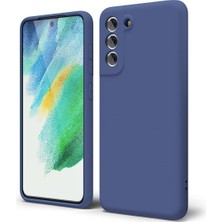 HANPORIUM Samsung Galaxy S21 Fe Uyumlu Silikon Kılıf - Pastel Renk Tonu Kamera Korumalı Esnek Kapak - Lacivert