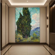 Limitless Design Vincent Van Gogh Selvi Ağaçları Doğa Manzarası Kanvas Tablo Sanat Tablosu Klasik Ressam Tablosu