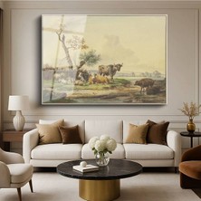 Limitless Design Paulus Potter Çayırdaki Sığırlar Kırsal Hayvan Cam Tablo Dijital Baskı Duvar Tablosu