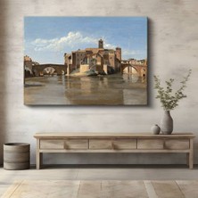 Limitless Design Jean-Baptiste-Camille Corot Tiber Nehri Italyan Manzara Kanvas Tablo Klasik Ressam Tablosu