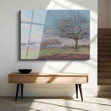 Limitless Design Blanche Hoschedé-Monet Kış Ağacı Kar Manzarası Cam Tablo Dijital Baskı Duvar Tablosu Dekor Tablo