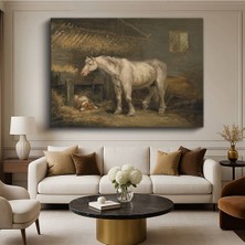 Limitless Design Rosa Bonheur Ahırdaki Beyaz At Hayvan Resmi Kanvas Tablo Sanat Tablosu Klasik Ressam Tablosu