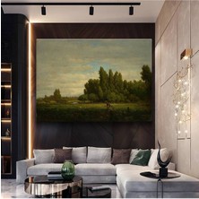 Limitless Design Théodore Rousseau Yeşil Ova Doğa Manzarası Kanvas Tablo Sanat Tablosu Klasik Ressam Tablosu