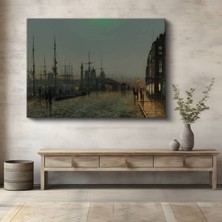 Limitless Design John Atkinson Grimshaw Sisli Liman Atmosfer Manzarası Kanvas Tablo Klasik Ressam Tablosu