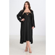 Red Womans 2li Siyah Sabahlık Takımı Bigsize 6221