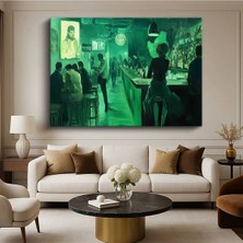 Limitless Design Midjourney Yeşil Bar Dijital Iç Mekan Resmi Kanvas Tablo Sanat Tablosu Klasik Ressam Tablosu