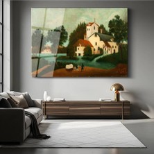 Limitless Design Henri Rousseau Köy Kırsal Manzarası Cam Tablo Dijital Baskı Duvar Tablosu Dekor Tablo
