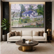 Limitless Design Vincent Van Gogh Auvers Köy Evi Kırsal Mimari Cam Tablo Dijital Baskı Duvar Tablosu Dekor Tablo