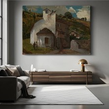 Limitless Design Jean-Baptiste-Camille Corot Italyan Köy Kilisesi Mimari Resmi Kanvas Tablo Klasik Ressam Tablosu