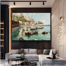 Limitless Design Federico Nerly Capri Kıyıları Deniz Manzarası Kanvas Tablo Sanat Tablosu Klasik Ressam Tablosu
