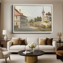 Limitless Design Johann Ludwig Aberli Isviçre Köyü Alp Manzarası Kanvas Tablo Sanat Tablosu Klasik Ressam Tablosu