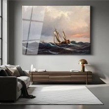 Limitless Design Ivan Aivazovsky Fırtınalı Deniz Yelkenli Resmi Cam Tablo Dijital Baskı Duvar Tablosu Dekor Tablo