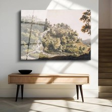 Limitless Design Francis Towne Tepedeki Köy Kırsal Manzara Cam Tablo Dijital Baskı Duvar Tablosu Dekor Tablo