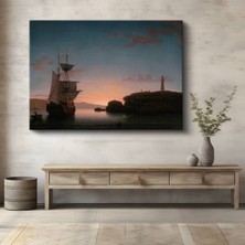 Limitless Design Fitz Henry Lane Gün Batımı Liman Manzarası Kanvas Tablo Sanat Tablosu Klasik Ressam Tablosu