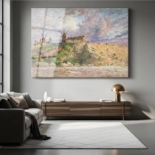 Limitless Design Ferdinand Perrot Tepedeki Değirmenler Kırsal Manzarası Cam Tablo Dijital Baskı Duvar Tablosu