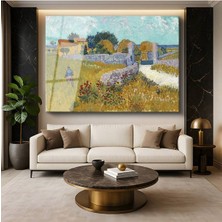 Limitless Design Vincent Van Gogh Arles Çiftlik Evi Kırsal Mimari Cam Tablo Dijital Baskı Duvar Tablosu Dekor Tablo