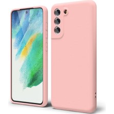 HANPORIUM Samsung Galaxy S21 Fe Uyumlu Silikon Kılıf - Pastel Renk Tonu Kamera Korumalı Esnek Kapak - Pudra Pembe
