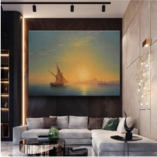 Limitless Design Ivan Aivazovsky Altın Günbatımı Yelkenliler Kanvas Tablo Sanat Tablosu Klasik Ressam Tablosu