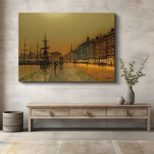 Limitless Design John Atkinson Grimshaw Liverpool Rıhtımı Liman Manzarası Kanvas Tablo Klasik Ressam Tablosu