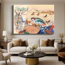 Limitless Design Gustave Loiseau Renkli Sahil Deniz Manzarası Cam Tablo Dijital Baskı Duvar Tablosu Dekor Tablo