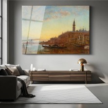 Limitless Design Felix Ziem Venedik Günbatımı Su Resmi Cam Tablo Dijital Baskı Duvar Tablosu Dekor Tablo