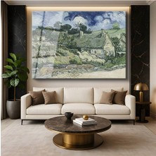 Limitless Design Vincent Van Gogh Auvers Evler Köy Yaşamı Resmi Cam Tablo Dijital Baskı Duvar Tablosu Dekor Tablo