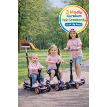 Toyfest 3 Modlu Yönlendirmeli Ayarlanabilir Scooter Koltuklu Çocuk Scooter Frenli Kaymaz Gövdeli - Pembe