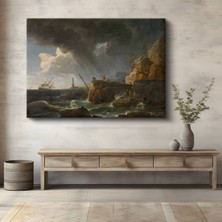 Limitless Design Claude Joseph Vernet Fırtınalı Deniz Dalga Manzarası Kanvas Tablo Klasik Ressam Tablosu