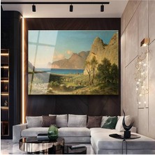 Limitless Design Albert Bierstadt Akdeniz Kıyı Resmi Cam Tablo Dijital Baskı Duvar Tablosu Dekor Tablo