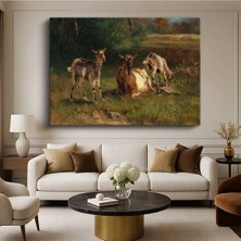 Limitless Design Anonim Otlaktaki Keçiler Kırsal Hayvan Resmi Kanvas Tablo Sanat Tablosu Klasik Ressam Tablosu