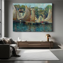 Limitless Design Henry Bacon Yelkenliler Liman Deniz Manzarası Kanvas Tablo Sanat Tablosu Klasik Ressam Tablosu