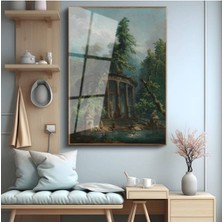 Limitless Design Hubert Robert Tivoli Sibyl Tapınağı Antik Cam Tablo Dijital Baskı Duvar Tablosu Dekor Tablo