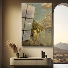 Limitless Design Claude Monet Sakin Göl Kenarı Manzarası Cam Tablo Dijital Baskı Duvar Tablosu Dekor Tablo