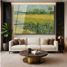 Limitless Design Vincent Van Gogh Arles Yakını Süsenli Tarla Çiçek Tarlası Cam Tablo Dijital Baskı Duvar Tablosu