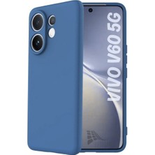 HANPORIUM Vivo V60 Uyumlu Silikon Kılıf - Pastel Renk Tonu Kamera Korumalı Esnek Kapak - Lacivert