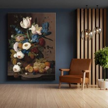 Limitless Design Severin Roesen Çiçek Meyve Natürmort Sanatı Kanvas Tablo Sanat Tablosu Klasik Ressam Tablosu