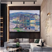 Limitless Design Armand Guillaumin Nehir Kıyısı Köy Resmi Kanvas Tablo Sanat Tablosu Klasik Ressam Tablosu