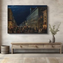 Limitless Design Ippolito Caffi Gece Festivali Şehir Manzarası Kanvas Tablo Sanat Tablosu Klasik Ressam Tablosu